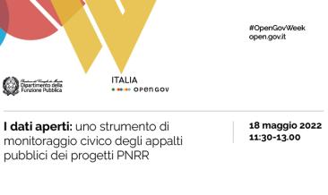 Cartolina dell'evento I dati aperti: uno strumento di monitoraggio civico degli appalti pubblici dei progetti PNRR