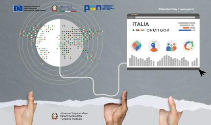 Grafica con mappa del mondo e homepage del sito