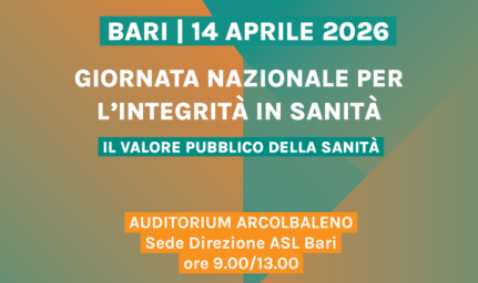 Locandina della giornata nazionale per l'integrità in sanità a Bari il 14 aprile 2026